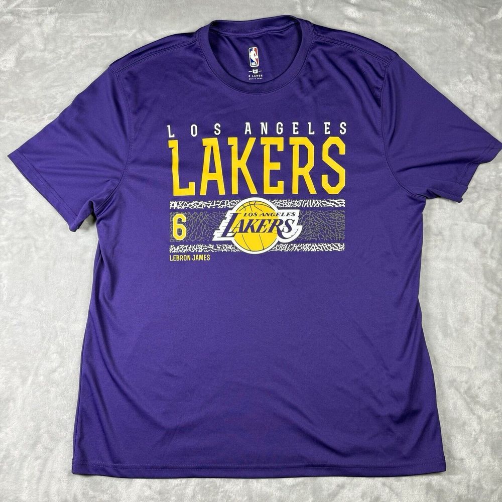 LA Lakers Lebron James Performance T-Shirt XL Los Angeles NBA Basketball Purple